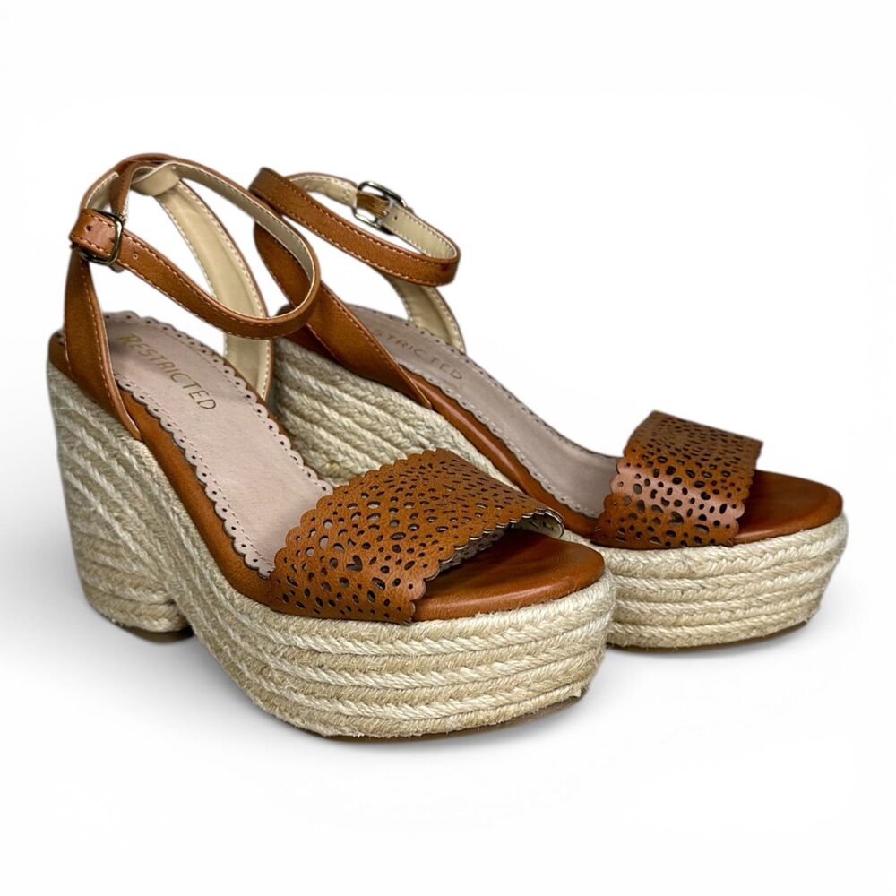 RESTRICTED BRAND Jute Platform Espadrille Wedge Sandal Sz 7